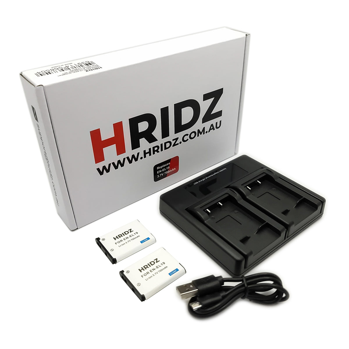 Hridz EN-EL19 2 Batteries & Dual Charger for Nikon Coolpix S-Series Cameras