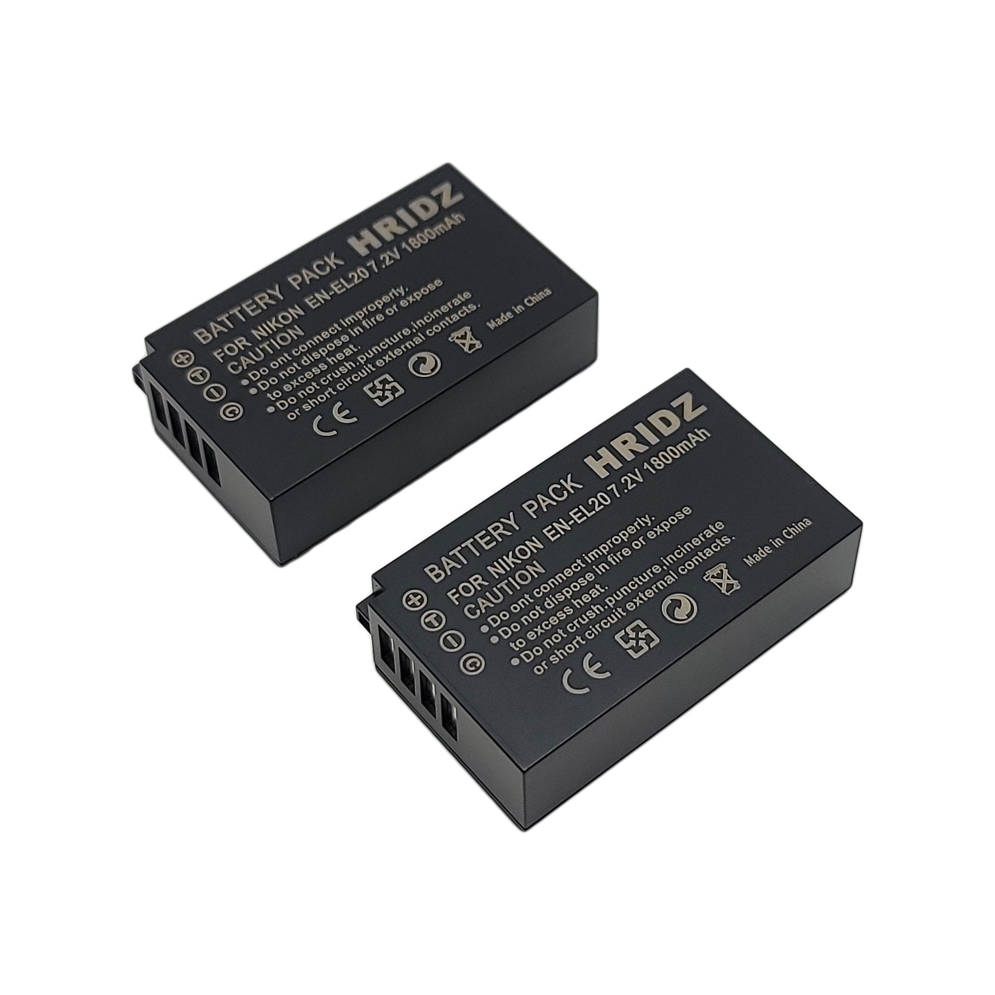 Hridz EN-EL20 2*Batteries & Dual Charger Combo for Nikon J series EN-EL20 EN-EL22 EL20A