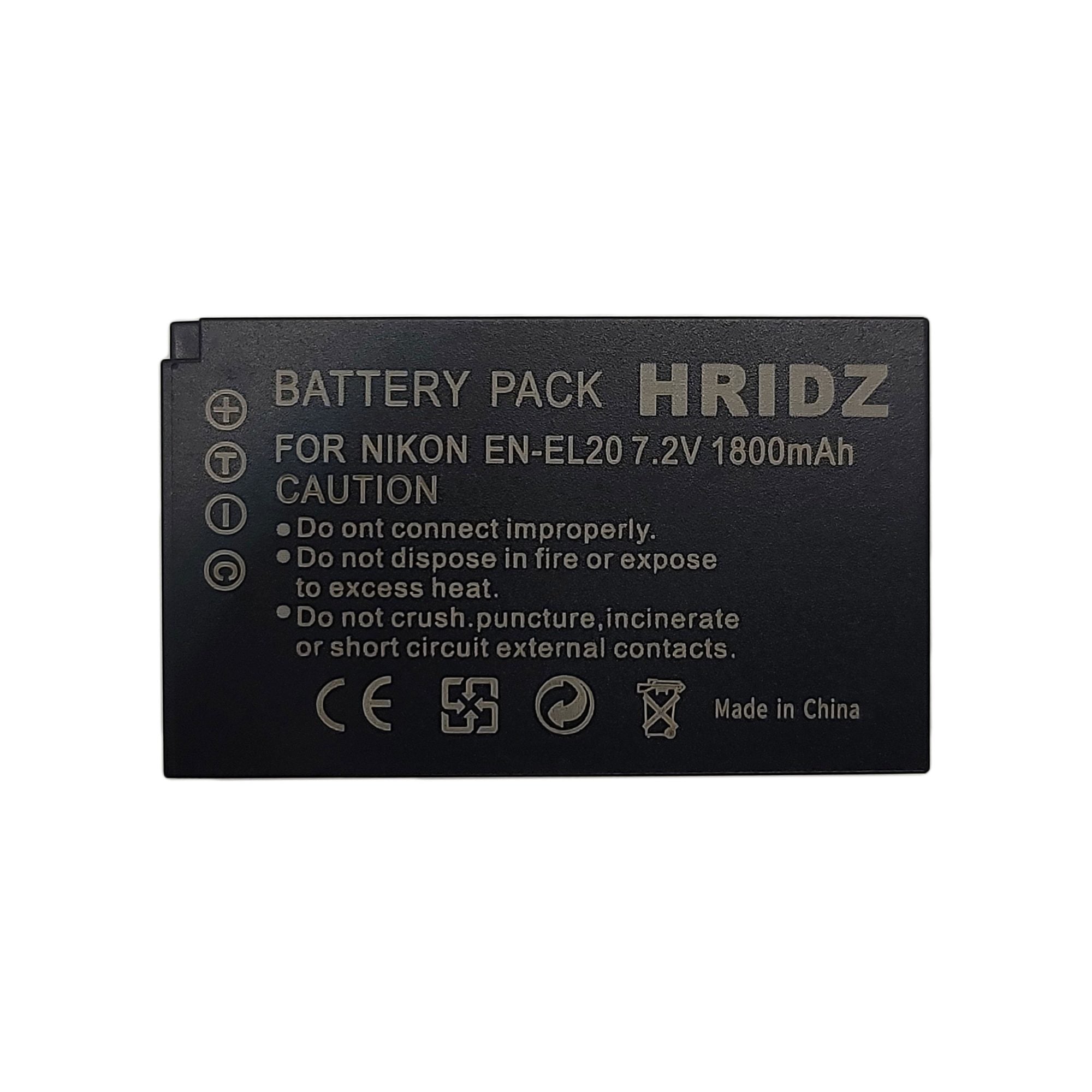 Hridz EN-EL20 2*Batteries & Dual Charger Combo for Nikon J series EN-EL20 EN-EL22 EL20A