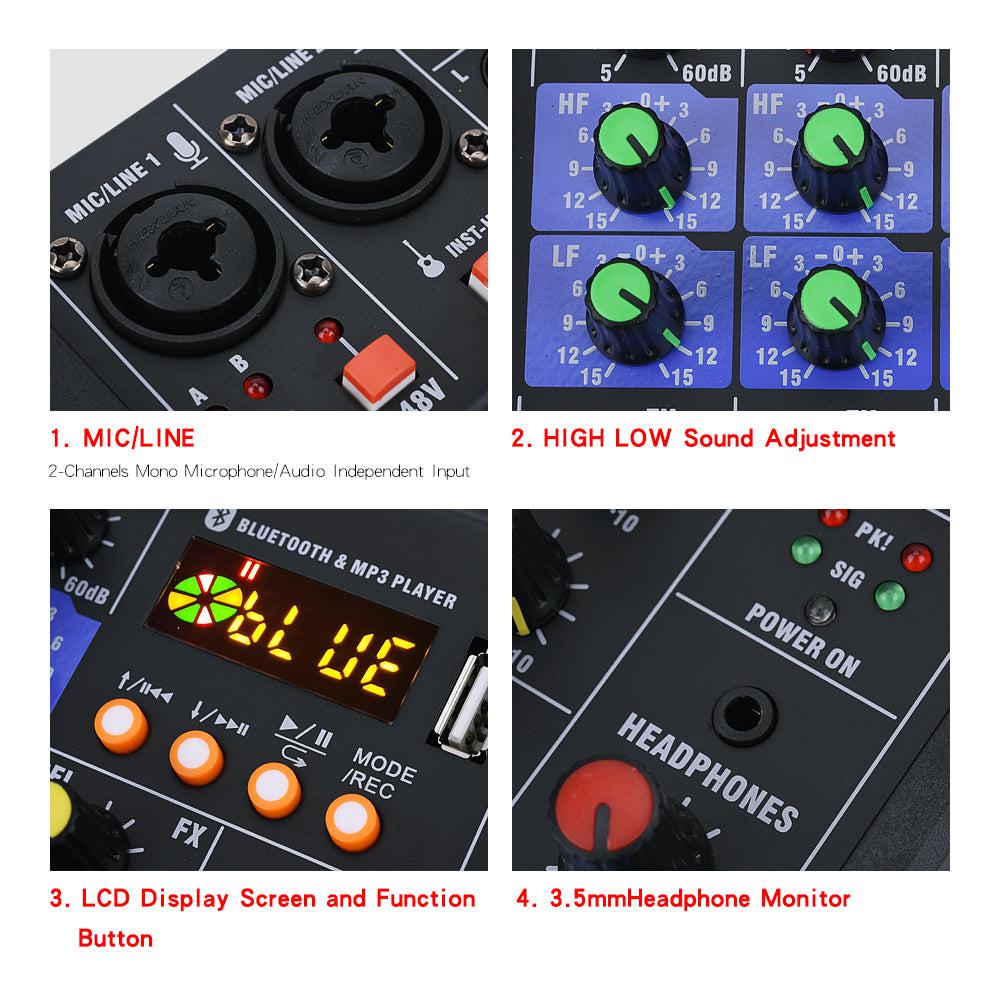 Hridz Karaoke Machine – 4-Channel Audio Mixer with 2 Wireless Mics, Bluetooth & Echo Effects