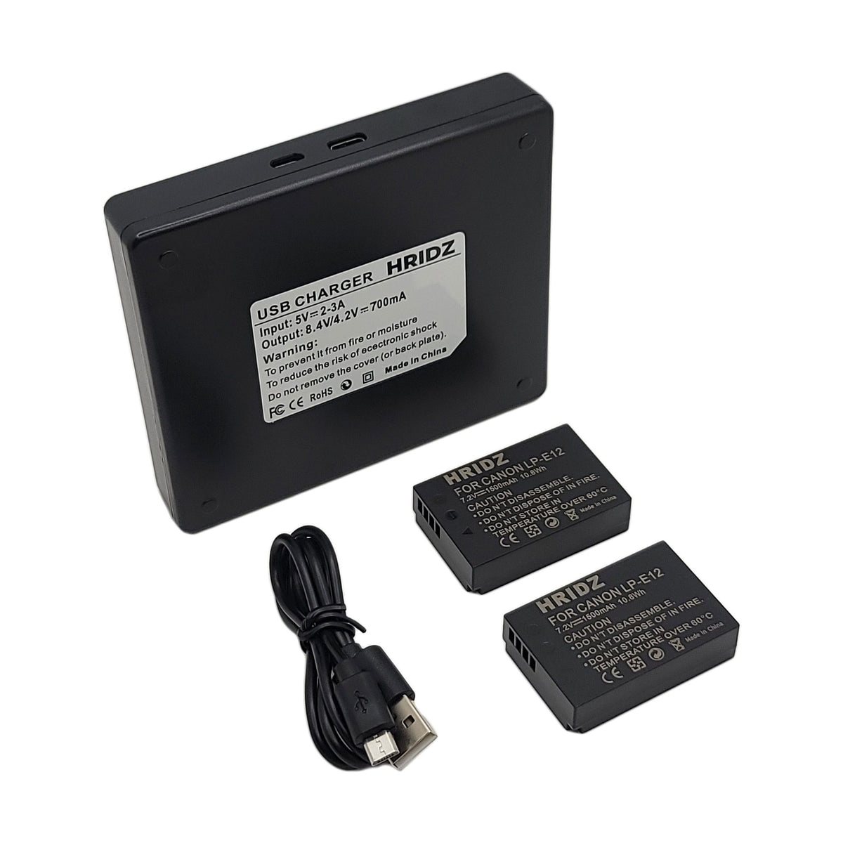 Hridz LP-E12 2 Batteries & Dual Charger for Canon EOS M/M2/M10/M50/M100/M200 & PowerShot SX70 HS