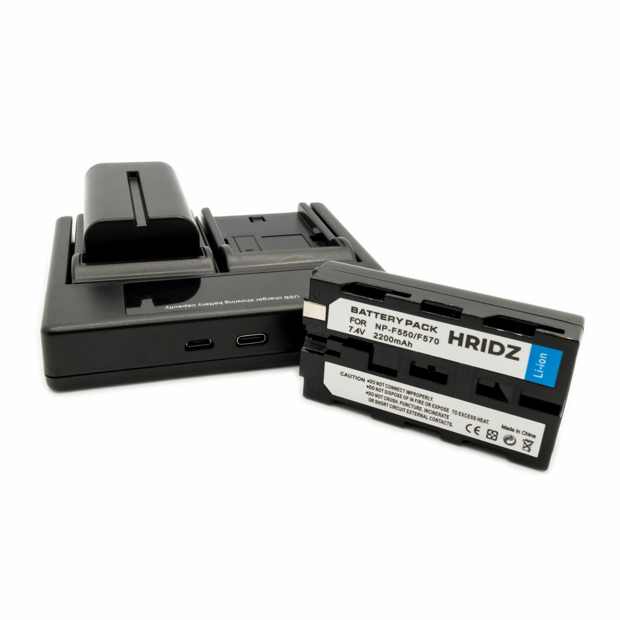 Hridz-NP-F550 2*Batteries & Dual Charger Compatible with Sony NPF 550 970 series