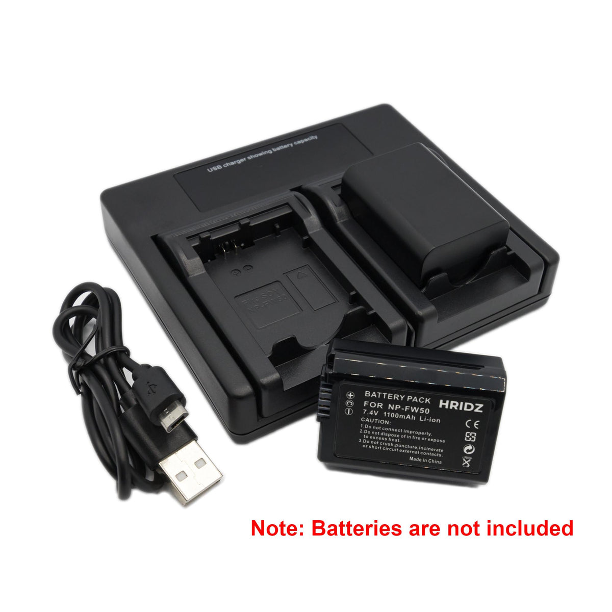 Hridz NP-FW50 Dual Battery Charger for Sony A6000, A6400, A7 II, ZV-E10, NEX & RX10