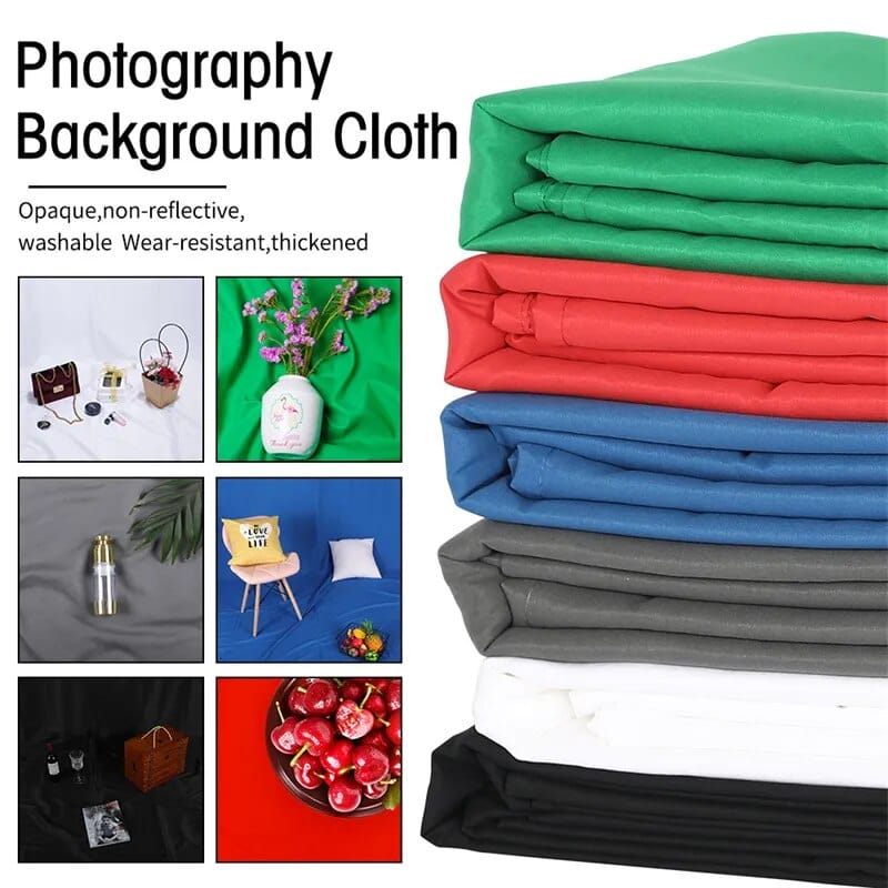 Hridz Photography Muslin Backdrop 2x3m & 3x3.6m – Green Screen, White, Black, Grey, Blue