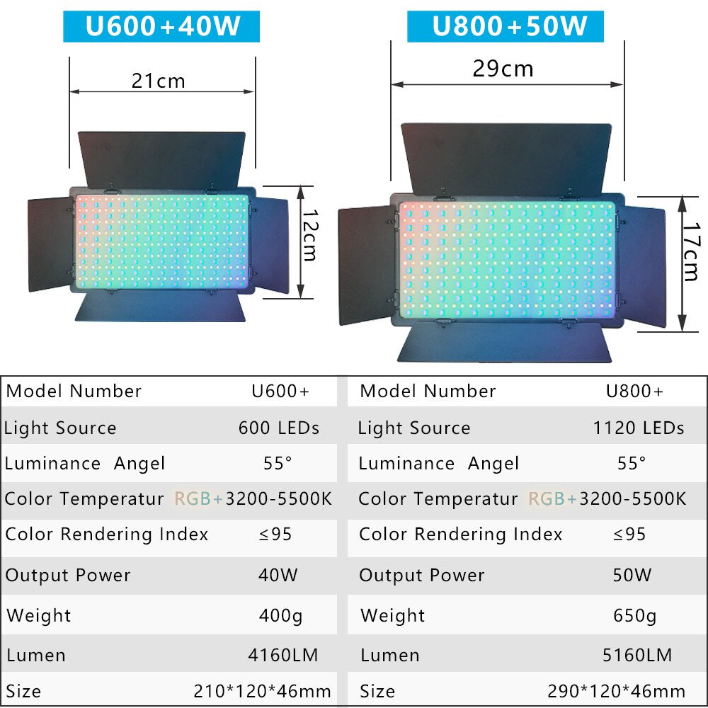 Hridz RGB LED Video Light – Dimmable Bi-Color, Adjustable RGB, Remote-Controlled Studio Lights for Photography