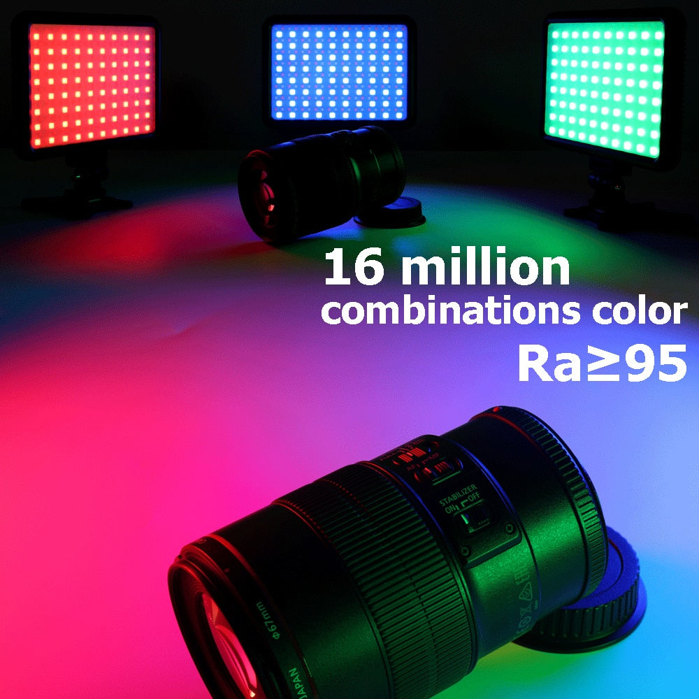 Hridz U600-RGB LED Video Light Ultra-bright Dimmable Bi-Color 2500K-8500K Remote-Controlled Panel