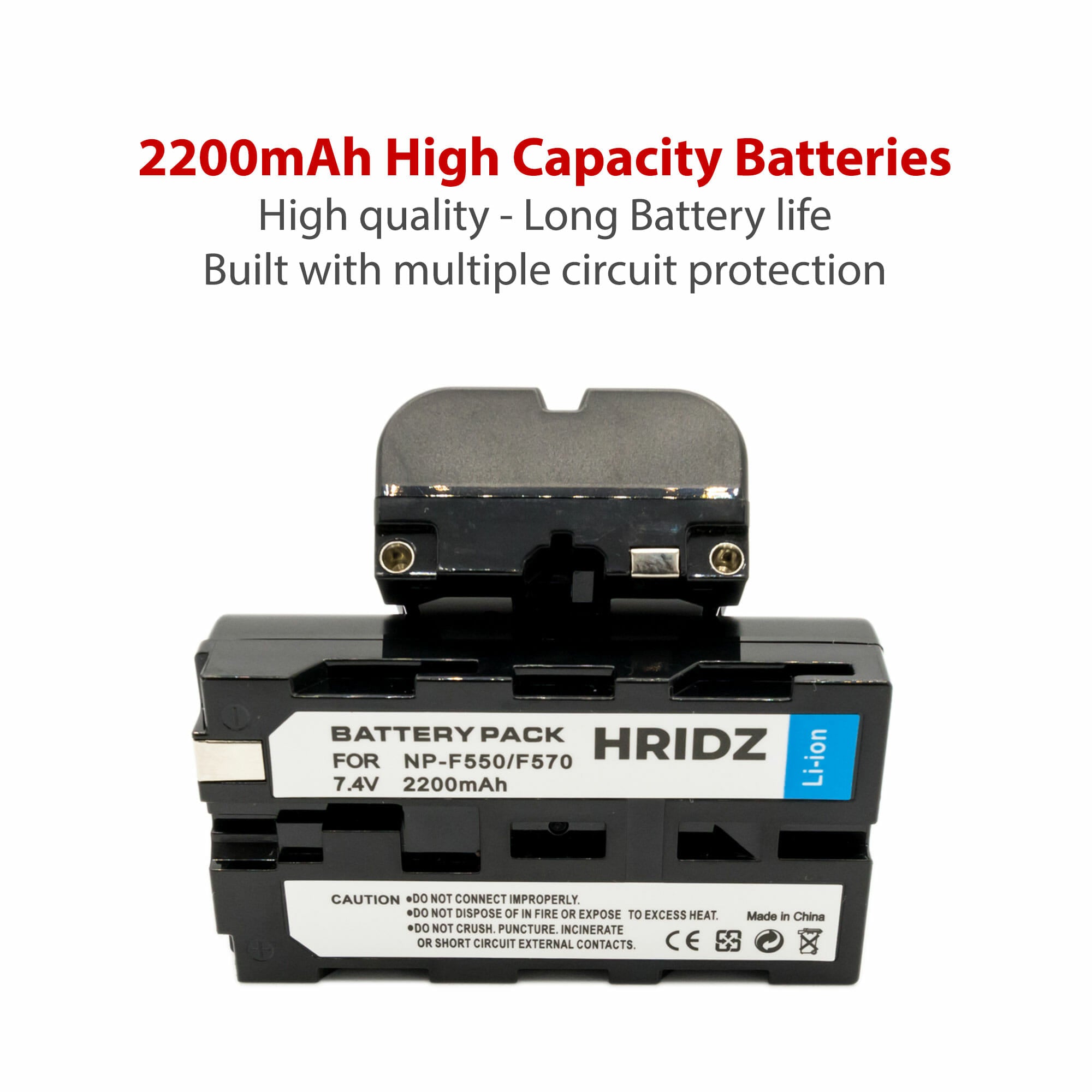 Hridz-NP-F550 Batteries & Charger Set Compatible with Sony NPF 550 970 series