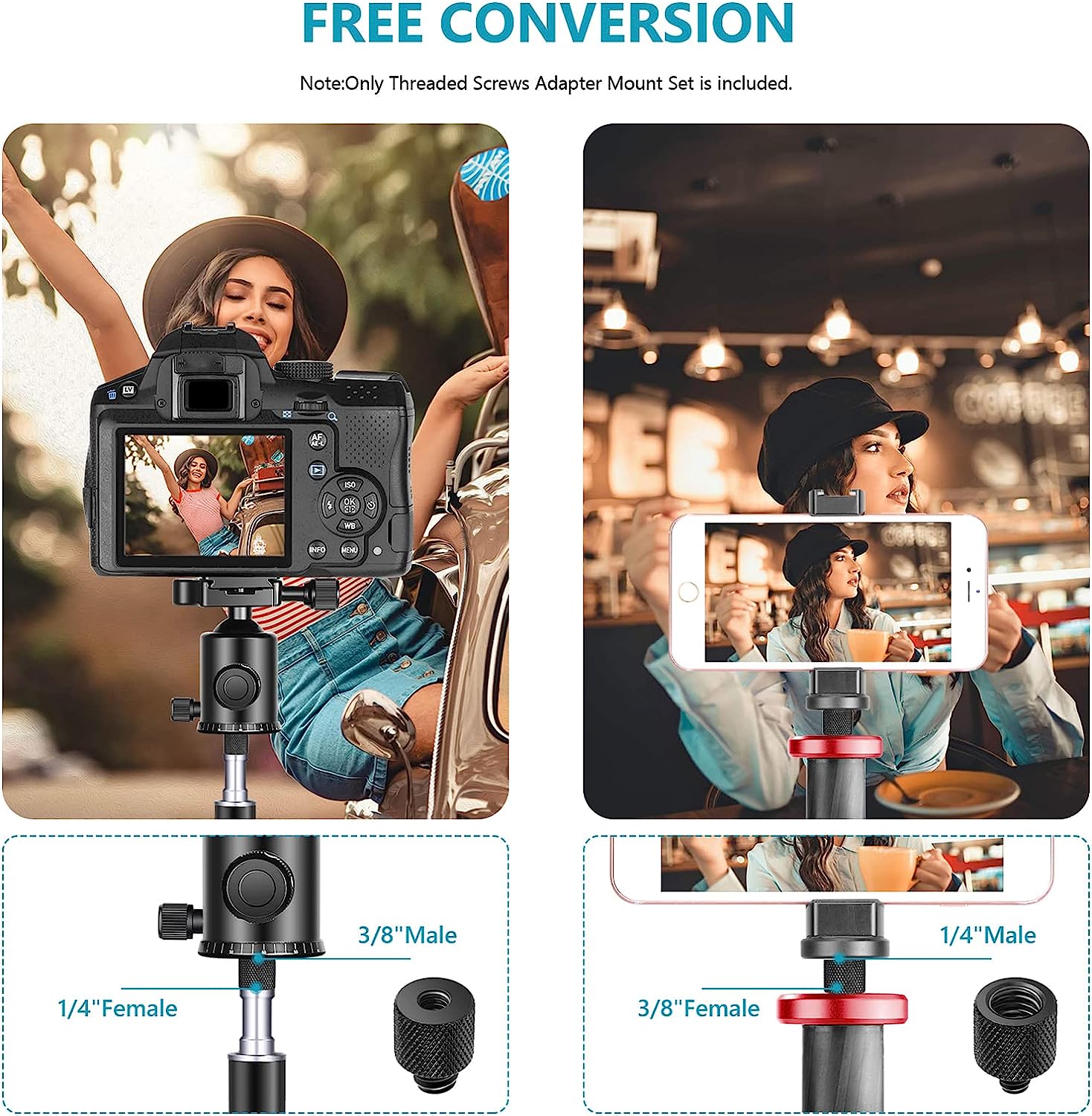 Male to Female Thread Screw Mount Adapter Converter Spigot Screw Mount Screw