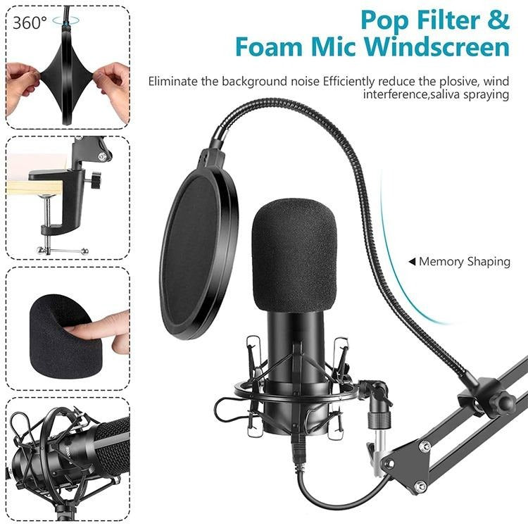 NW-8000 Professional USB Microphone Kit 192kHz/24-Bit Condenser Mic for desktop laptop with USB-A support