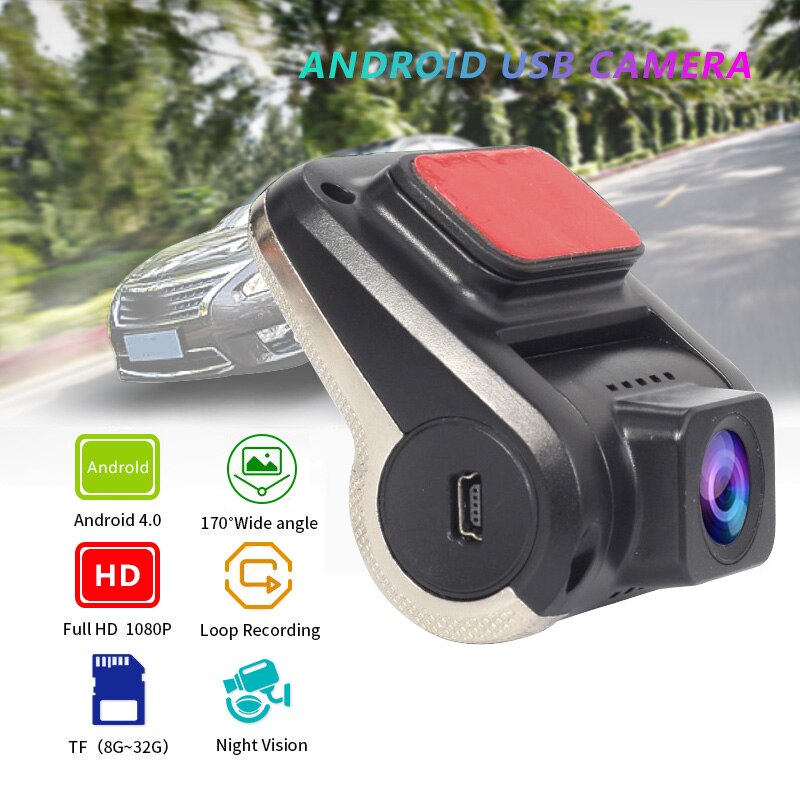 Pro 1080P HD Car DVR Dash Cam – Hidden Night Vision, 170° Wide Angle, G-Sensor Drive Recorder with 32GB Memory Card for Android USB