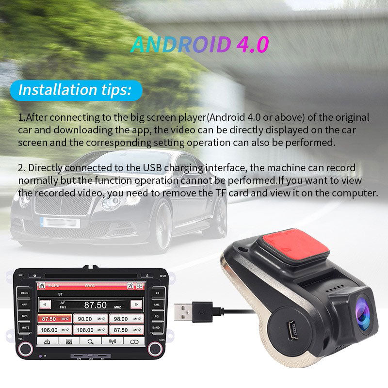 Pro 1080P HD Car DVR Dash Cam – Hidden Night Vision, 170° Wide Angle, G-Sensor Drive Recorder with 32GB Memory Card for Android USB