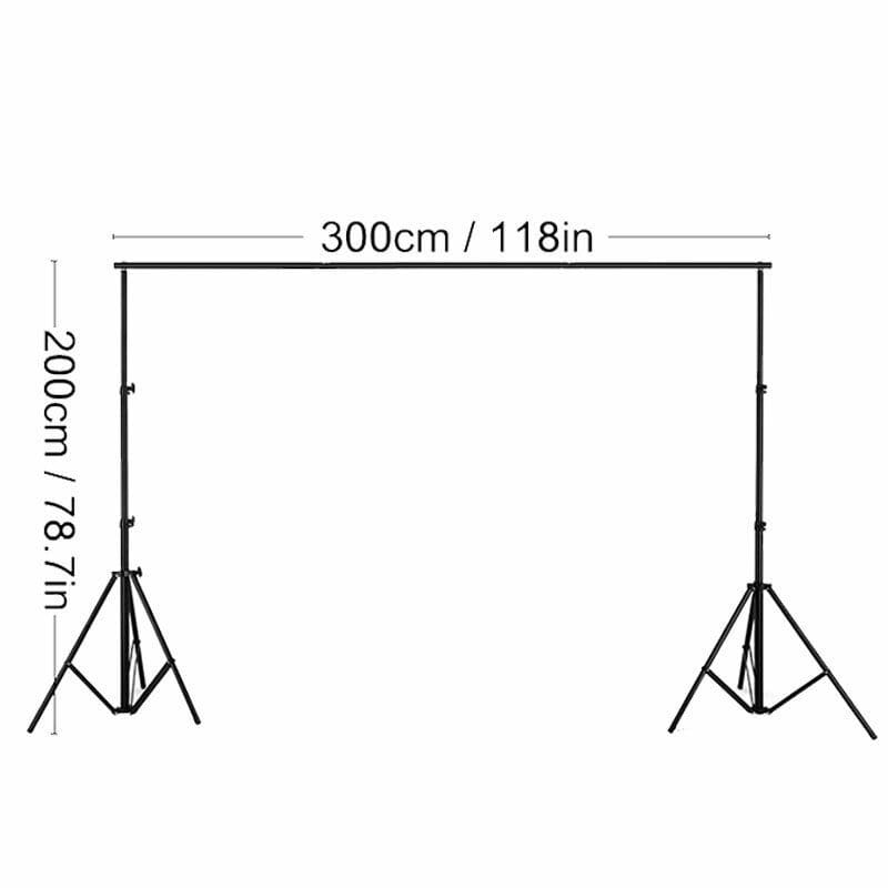 Professional 2x3m Backdrop Support System β Adjustable Tripod Stands with Crossbars, Sandbags & Carry Bag for Photography & Video