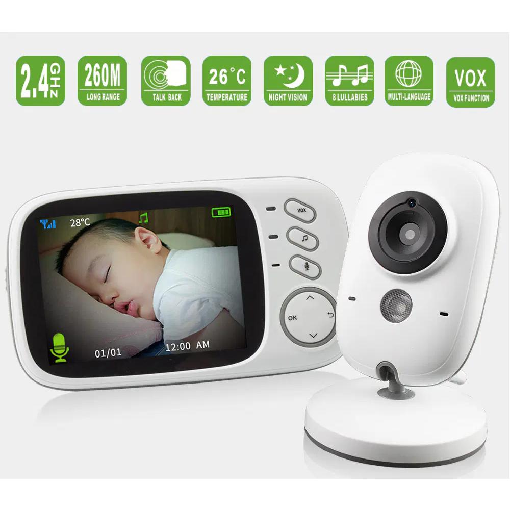 Video Baby Monitor camera with 3.2" LCD Wireless No app needed Audio Monitor with Camera Baby Alarm