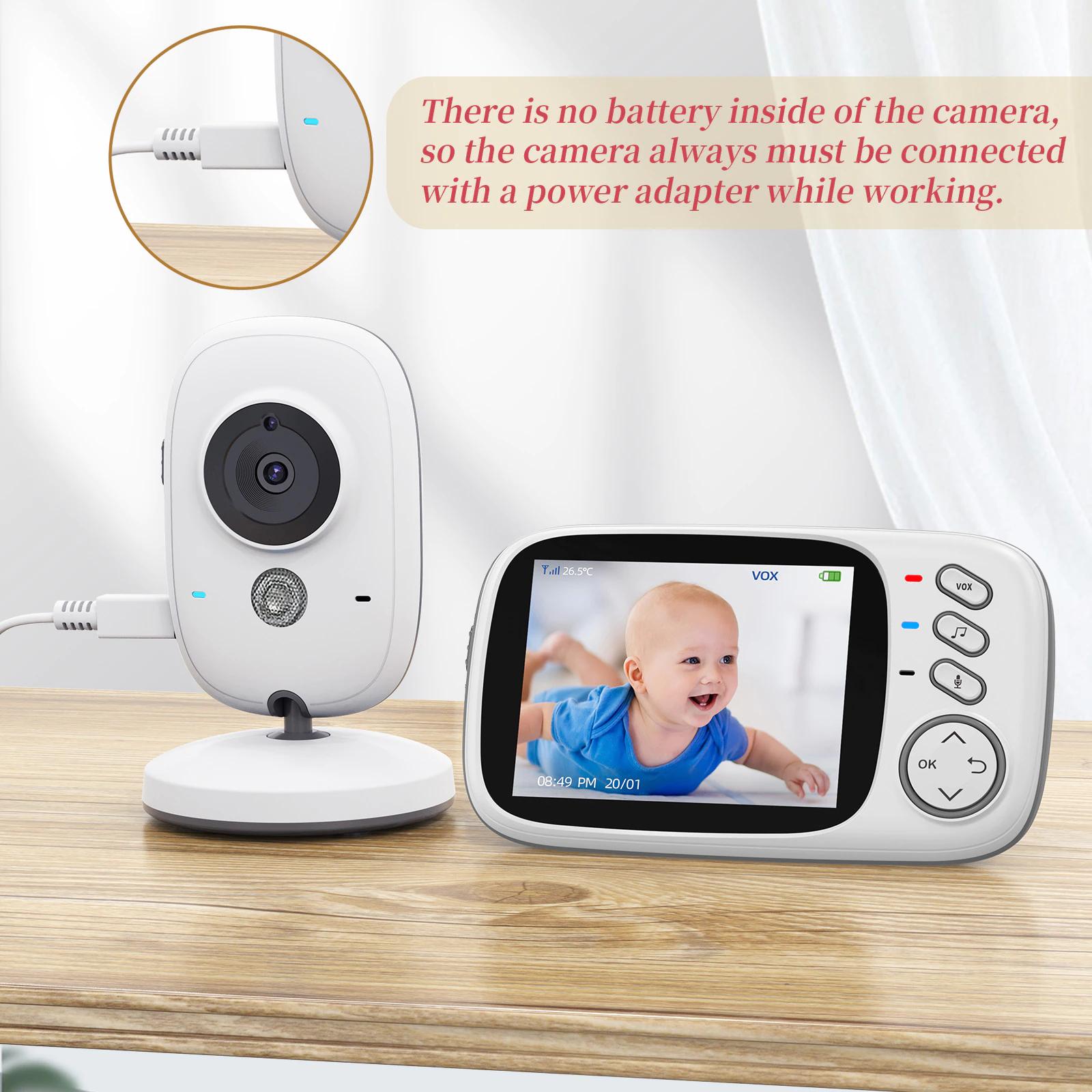 Video Baby Monitor camera with 3.2" LCD Wireless No app needed Audio Monitor with Camera Baby Alarm