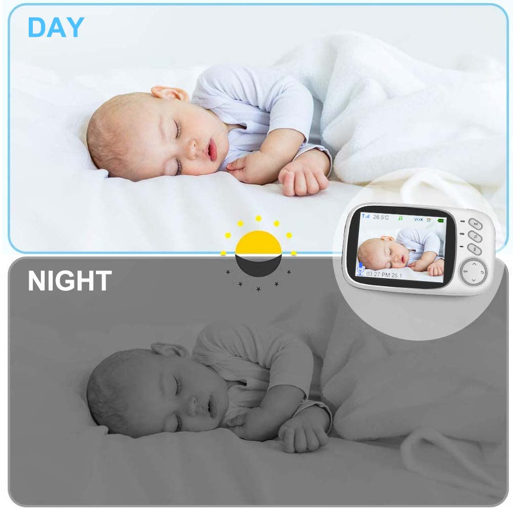 Video Baby Monitor camera with 3.2" LCD Wireless No app needed Audio Monitor with Camera Baby Alarm