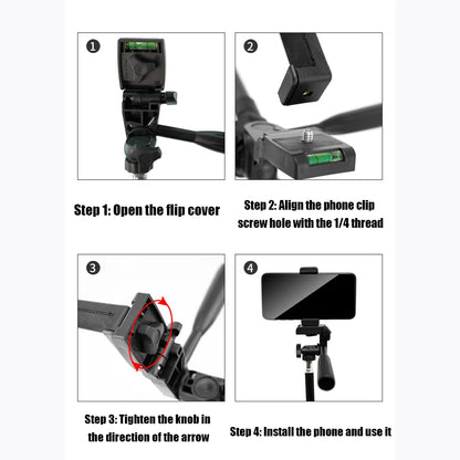 1/4” 3D PTZ Tripod Head with 360° Rotation & 90° Tilt for Mobile Phone, DSLR & Live Streaming