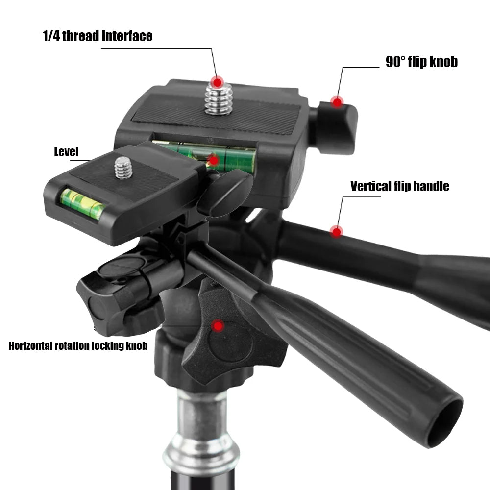 1/4” 3D PTZ Tripod Head with 360° Rotation & 90° Tilt for Mobile Phone, DSLR & Live Streaming