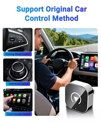 2-in-1 Wireless CarPlay & Android Auto AI Smart Box Adapter – Convert Wired CarPlay to Wireless for VW, Toyota, Nissan, Honda, Ford, Benz