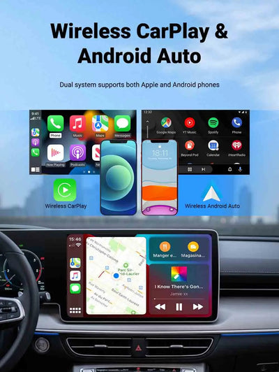 2-in-1 Wireless CarPlay & Android Auto AI Smart Box Adapter – Convert Wired CarPlay to Wireless for VW, Toyota, Nissan, Honda, Ford, Benz