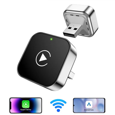 2-in-1 Wireless CarPlay & Android Auto AI Smart Box Adapter – Convert Wired CarPlay to Wireless for VW, Toyota, Nissan, Honda, Ford, Benz