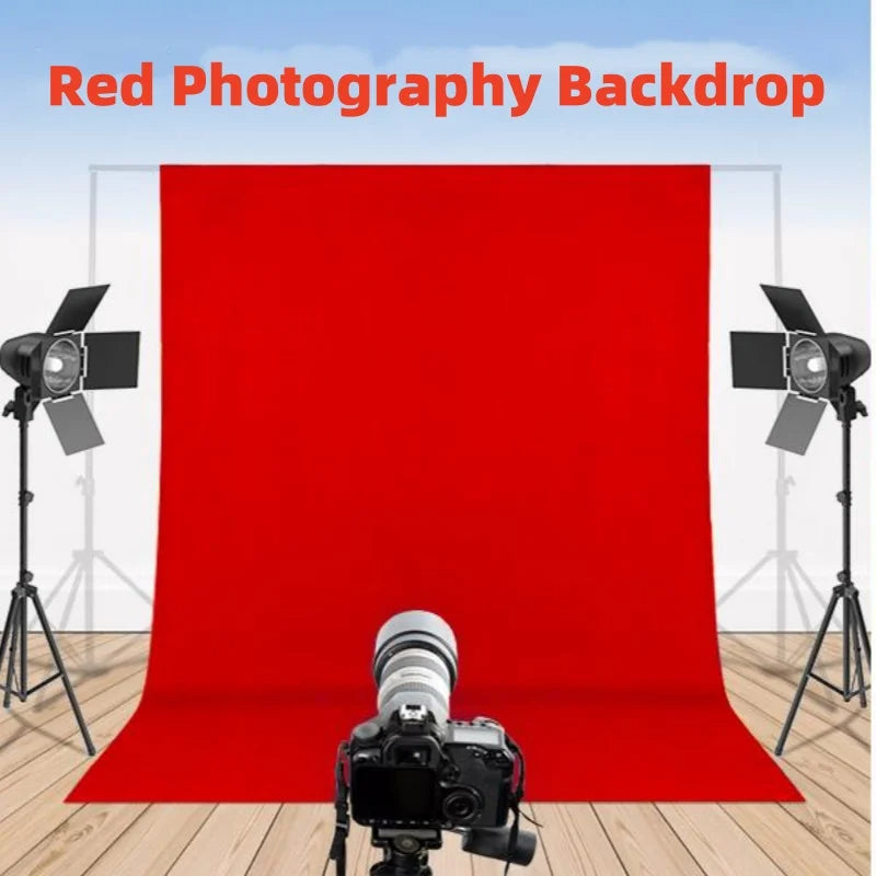 Red 2Mx3M Hridz Muslin Backdrops for Photography Cloth Screen Photo Background Color Chromakey for Studio Video Wedding Ceremony Home Decoration