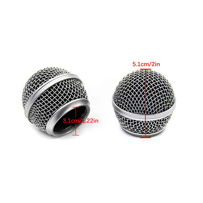 2Pcs Hridz Microphone Grill Ball Replacement - Metal Mic Grille Cover for SM58 & BETA 58A with Foam Windscreen