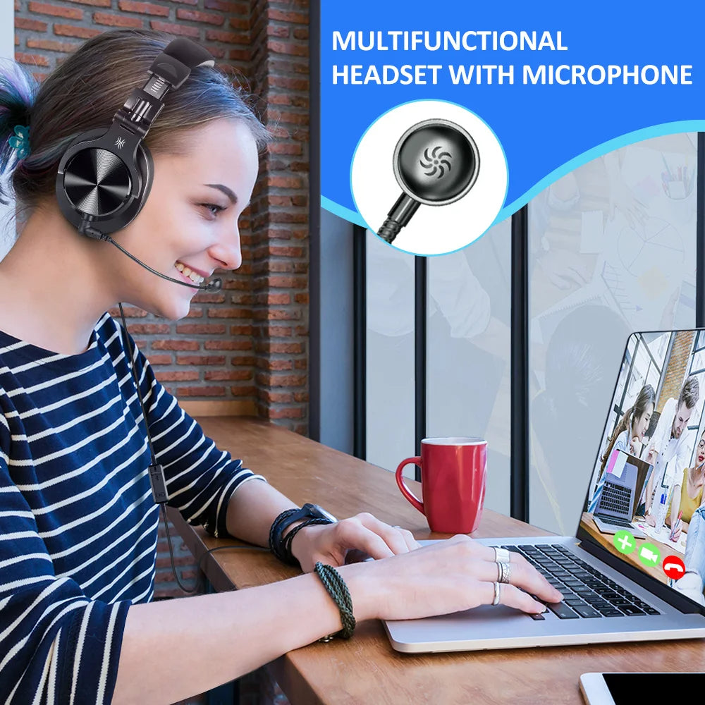 A71D Wired Gaming Headset Gamer Over Ear Hi-Res Audio Headphones With Detachable Microphone
