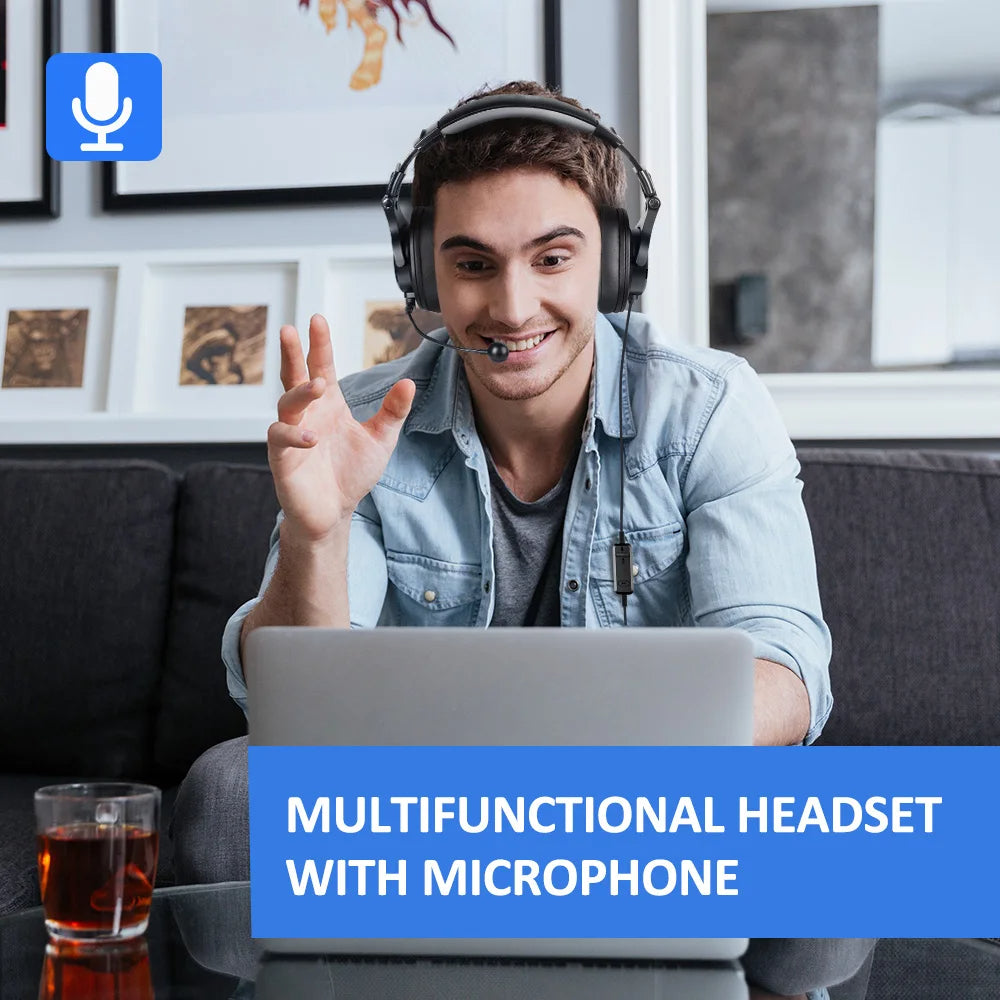 A71D Wired Gaming Headset Gamer Over Ear Hi-Res Audio Headphones With Detachable Microphone