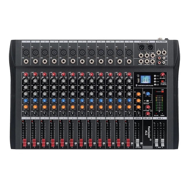 CT-120S Professional Audio Mixer for Karaoke - Pro 12-Channel Outdoor Sound Mixing Console