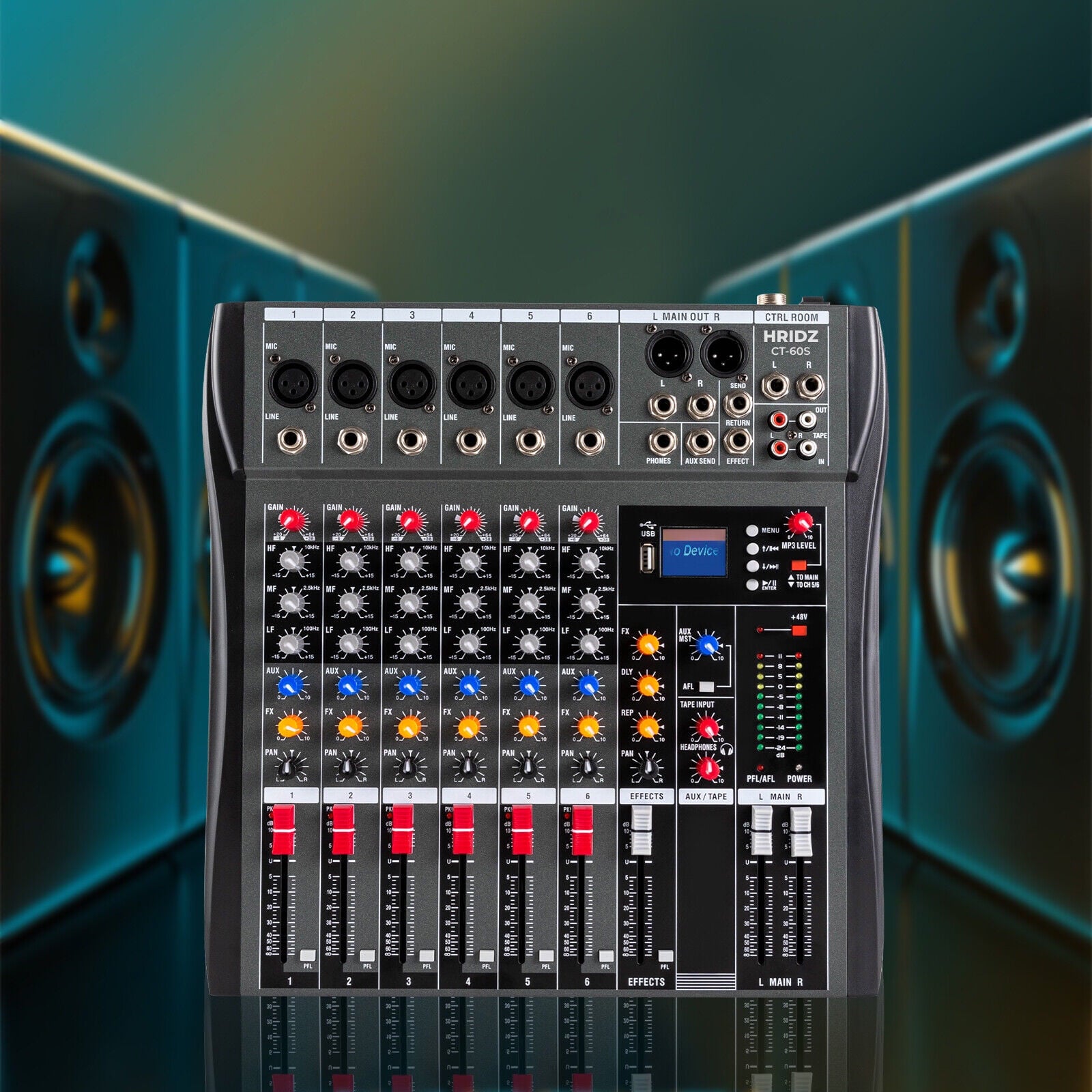 Compact 6 Channels Bluetooth Audio Mixer for Karaoke & Streaming Professionals - Hridz CT-60S