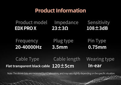 EDX PRO-X Wired IEM Earphones No-Mic HIFI Stereo Bass Music Earbuds In-Ear Sport Headphones