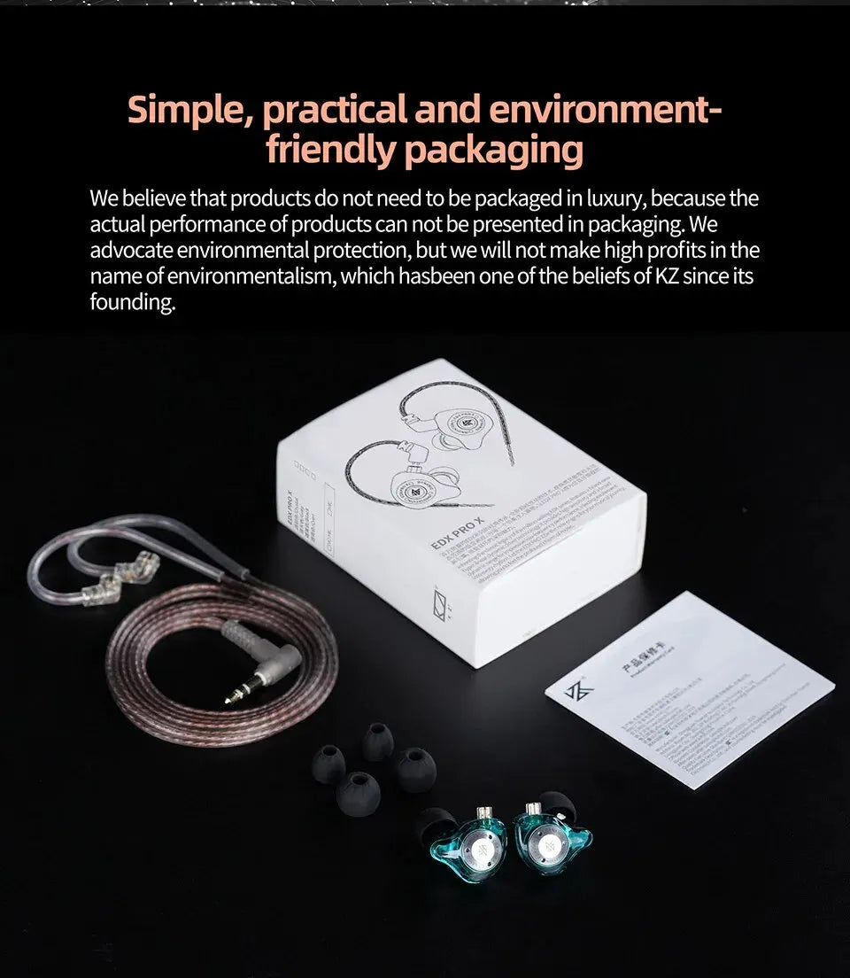 EDX PRO-X Wired IEM Earphones No-Mic HIFI Stereo Bass Music Earbuds In-Ear Sport Headphones