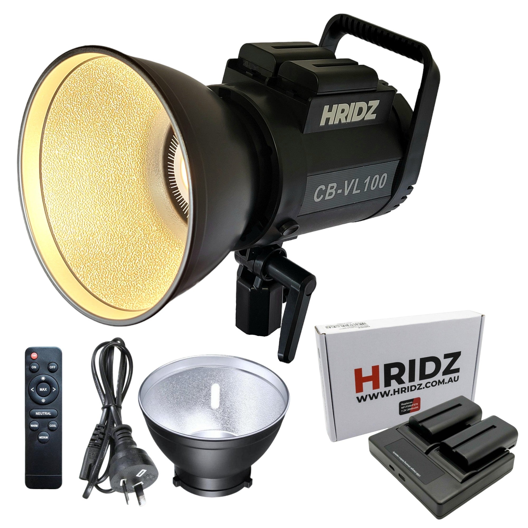HRIDZ 100W Indoor-Outdoor LED Video Light Bi-color with NPF550 2*Batteries & Dual Charger