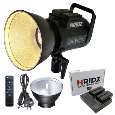 HRIDZ 100W Indoor-Outdoor LED Video Light Bi-color with NPF550 2*Batteries & Dual Charger