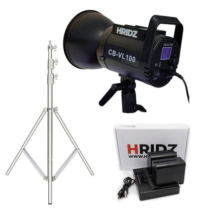HRIDZ 100W Video Light Combo Pack - Outdoor LED Video Light with NPF970 Battery Pack & 2.8m Heavy duty stand