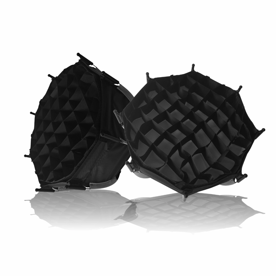 HRIDZ 30cm Portable Octagonal Softbox with Grid – Quick Release Deep Soft Light Modifier for LED Video Lights & Photography