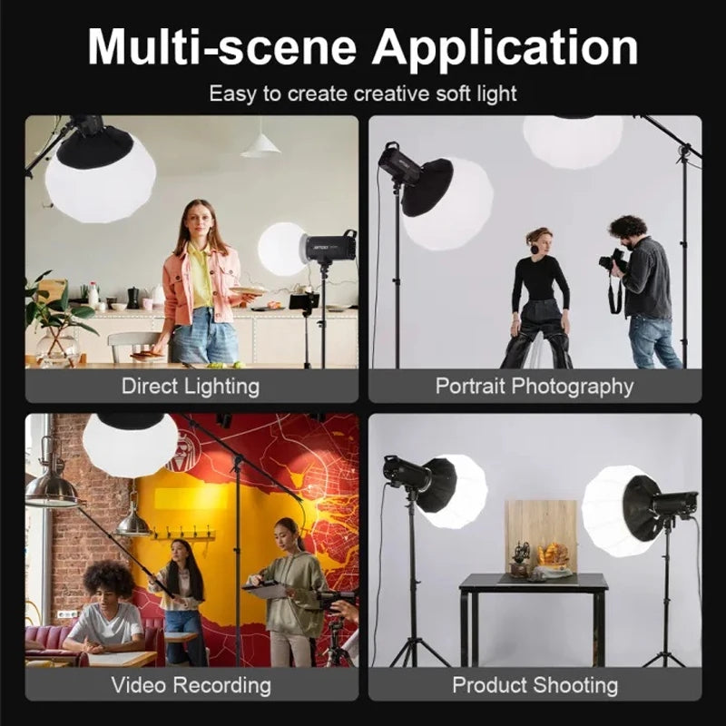 HRIDZ GLS65 65cm Globe Lantern Softbox with Bowens Mount – Collapsible 360° Spherical Diffuser for Studio Flash & LED Video Lights