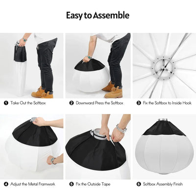 HRIDZ GLS65 65cm Globe Lantern Softbox with Bowens Mount – Collapsible 360° Spherical Diffuser for Studio Flash & LED Video Lights