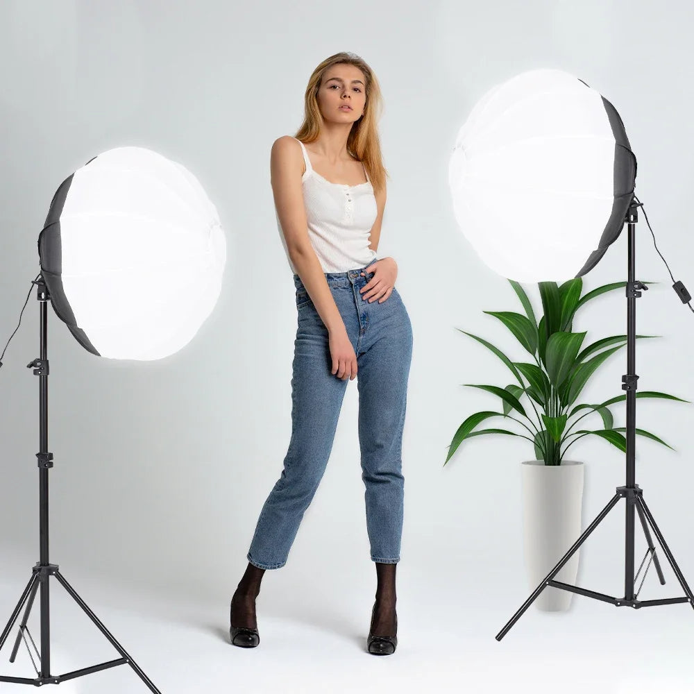 HRIDZ GLS65 65cm Globe Lantern Softbox with Bowens Mount – Collapsible 360° Spherical Diffuser for Studio Flash & LED Video Lights