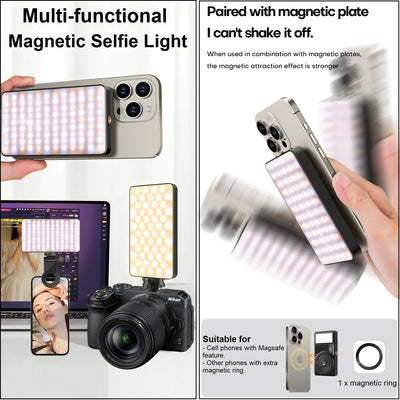 HRIDZ M19 Magnetic Clip-On LED Video Light for Smartphone – Portable Selfie Light for Live Streaming, Photography & Content Creation