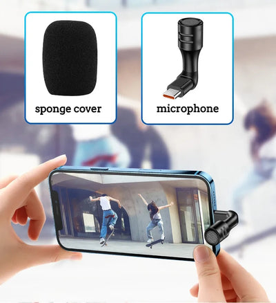 HRIDZ Portable Mini Microphone 3.5mm Stereo OR Type-C Flexural Bendable Mic