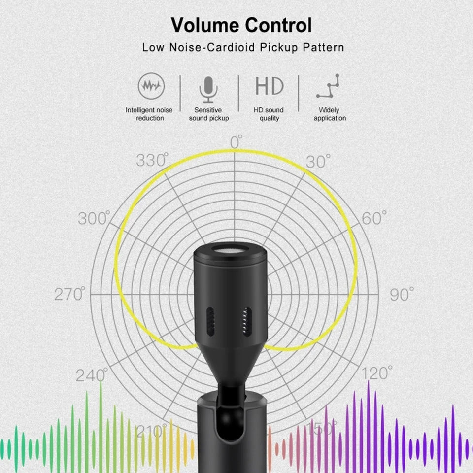 HRIDZ Portable Mini Microphone 3.5mm Stereo OR Type-C Flexural Bendable Mic