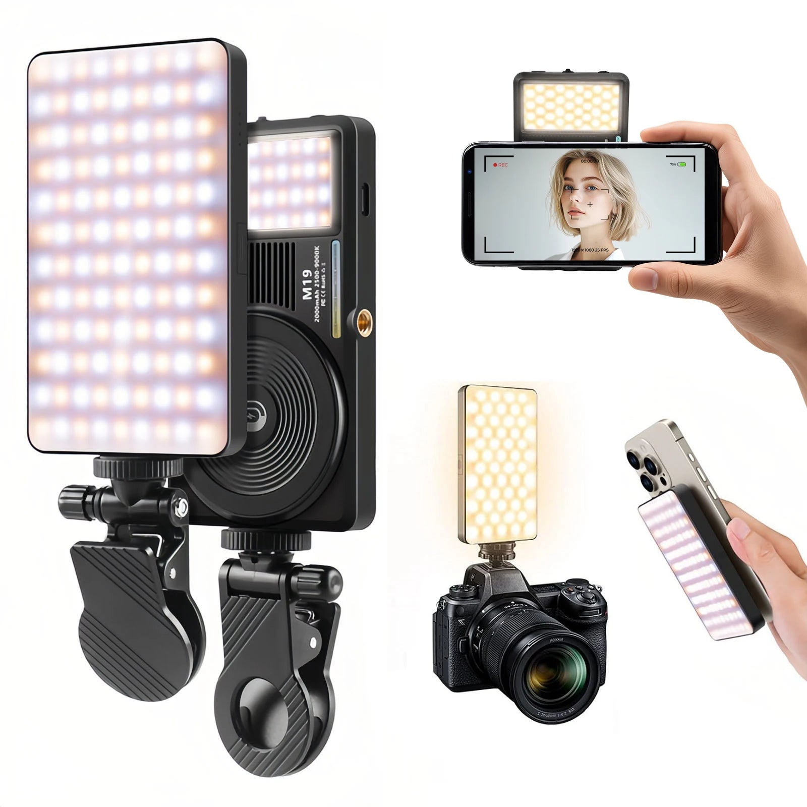 HRIDZ M19 Magnetic Clip-On LED Video Light for Smartphone – Portable Selfie Light for Live Streaming, Photography & Content Creation