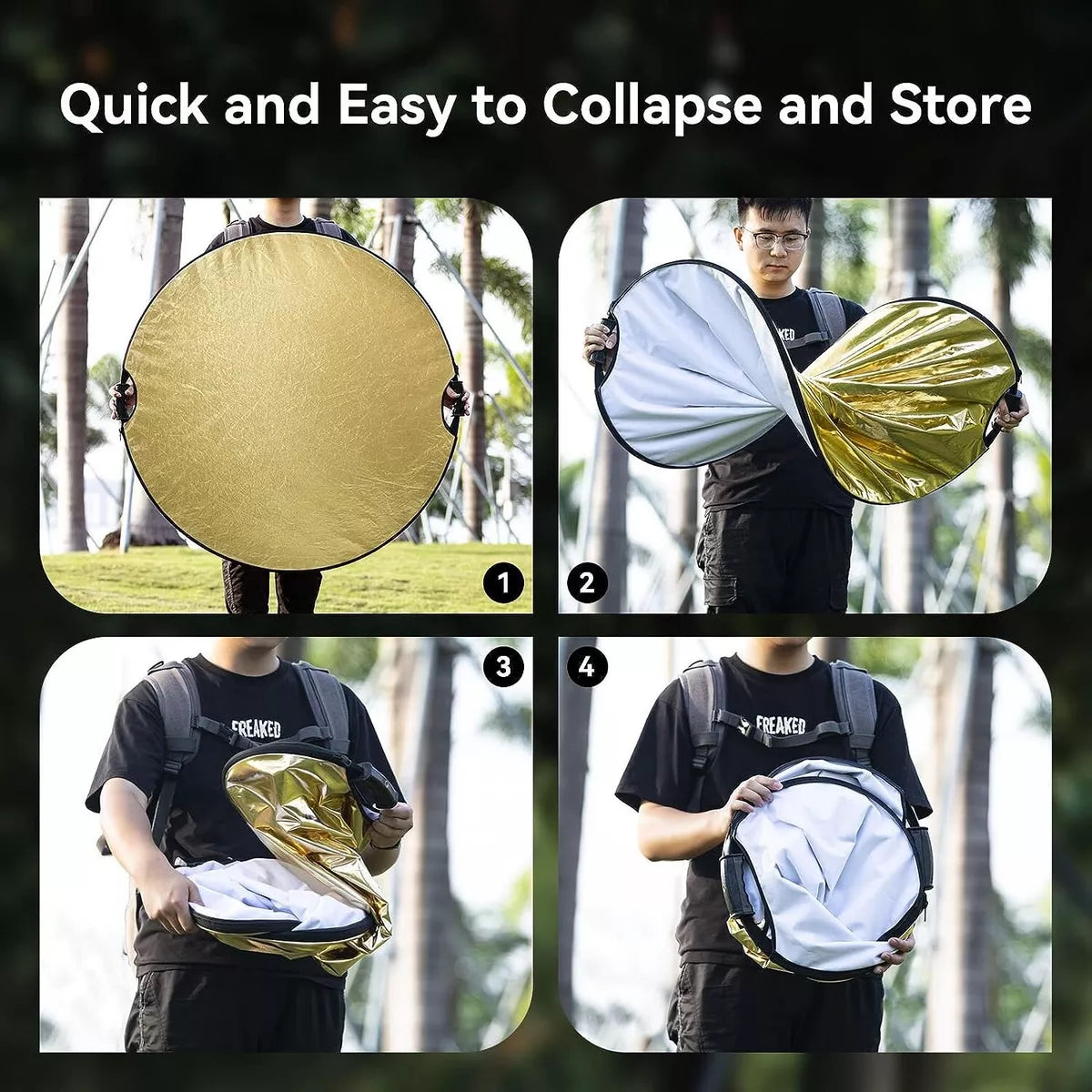 Hridz 1.1m portable light reflectors with Strong Hand Grip