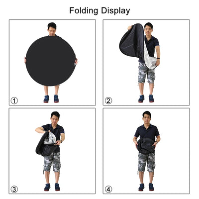 Hridz 110cm 5 in 1 round light reflectors with Hand Grip Translucent, Silver, Gold, White, and Black