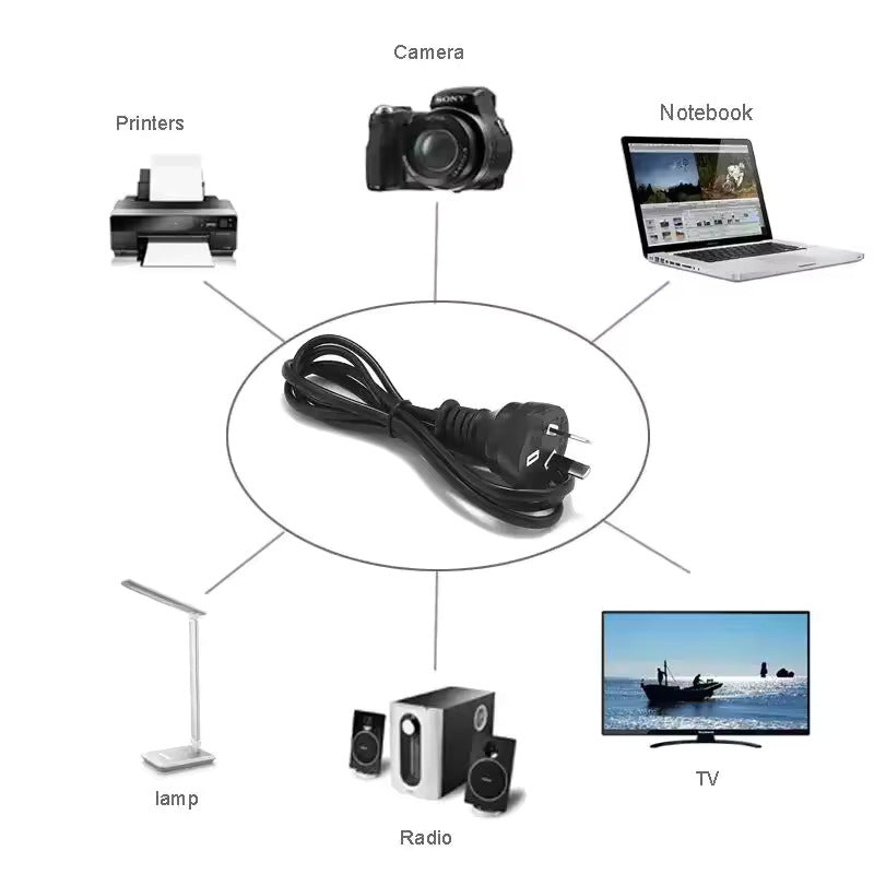 Hridz 1.2M AU Plug 8-IEC C7 AC Power Cord Cable - for Video Light, Monitors, Laptops, TVs & Devices