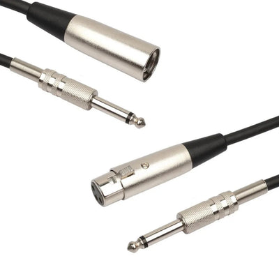 Hridz 1/4” 6.35mm Stereo Jack to 3-Pin XLR Audio Cable – Professional Mic Adapter Cord for Speaker Amplifier (30cm)