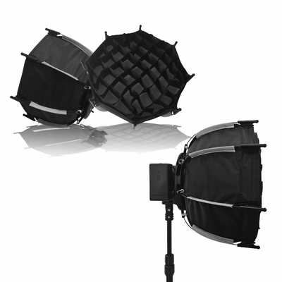 HRIDZ 30cm Portable Octagonal Softbox with Grid – Quick Release Deep Soft Light Modifier for LED Video Lights & Photography