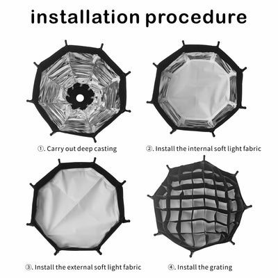 HRIDZ 30cm Portable Octagonal Softbox with Grid – Quick Release Deep Soft Light Modifier for LED Video Lights & Photography
