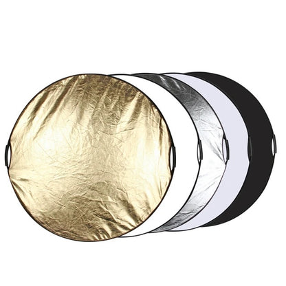 Hridz 110cm 5 in 1 round light reflectors with Hand Grip Translucent, Silver, Gold, White, and Black